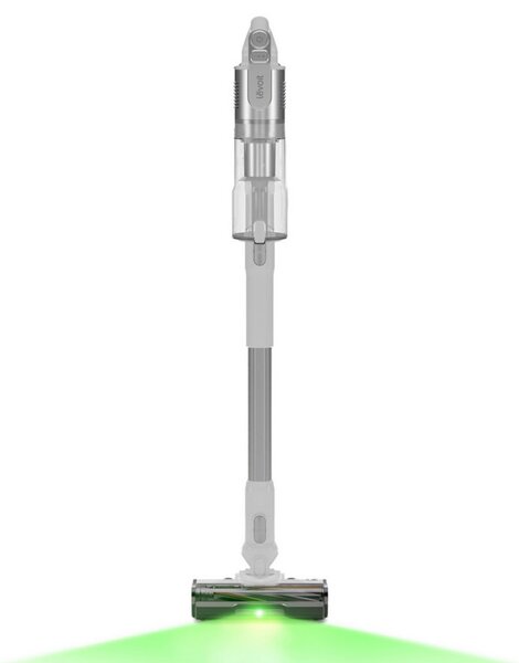 Вертикална прахосмукачка Levoit VortexIQ LSV-V221-VEU, 210W, 0.85 л, 50 мин, 3 степени, Зелена светлина при четката NeoSight™, 5-степенна HEPA, 180° глава, Бял/сребрист