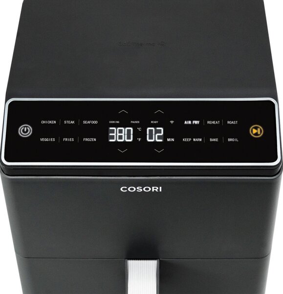 Фритюрник с горещ въздух Cosori Dual Blaze Pro CAF-P681S, 1700 W, 6.4 л, 12 програми, 360 ThermoIQ, Двойни нагреватели, Керамично покритие без PFAS, Черен