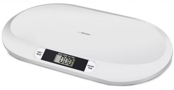 Бебешка везна Esperanza Bebe EBS019, капацитет до 20 кг, LCD дисплей, бяла