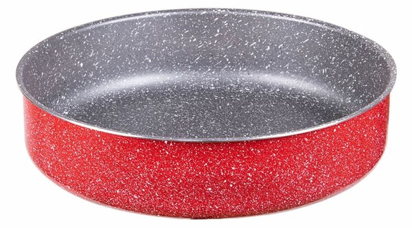 Тава Rosberg Premium RP51222B28, 28 cm, мраморно покритие, дълбока 8 cm, червена