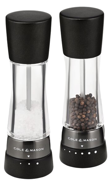 COLE & MASON Комплект мелнички за сол и пипер “DERWENT BLACK WOOD“ - 19 см. - с механизъм за прецизност - цвят черен