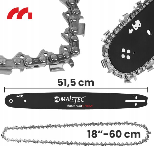Комплект направляваща шина 18″ (45,7 cm) + 2 вериги MalTec MasterCut5700W за бензинова верижна резачка