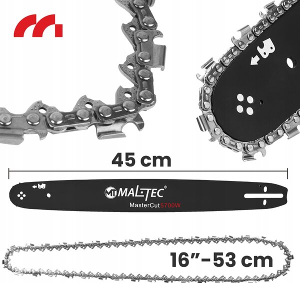 Комплект направляваща шина 16″ (45 cm) + 2 вериги MalTec MasterCut5700W за бензинова верижна резачка