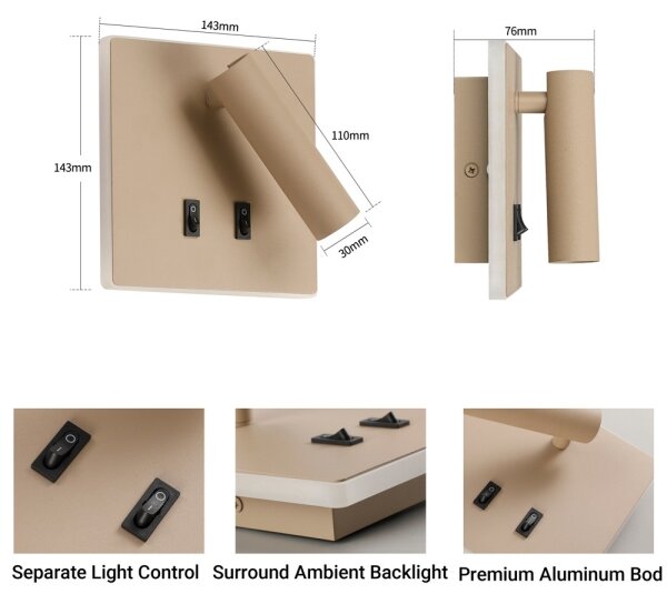 BRILAGI - LED Стенно точково осветително тяло ZAYA DOUBLE LED/8W/230V + LED/3W бежово
