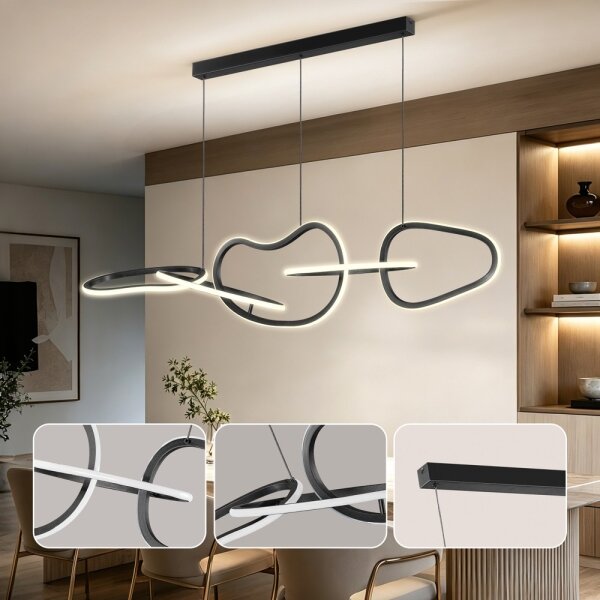 BRILAGI - Димируем полилей на кабел SIGNATURE LED/80W/230V 120x25 cm черен + дистанционно управление