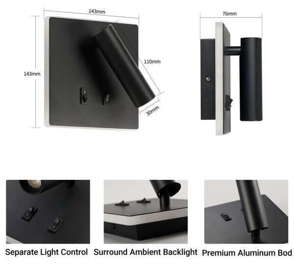BRILAGI - LED стенно точково осветително тяло ZAYA DOUBLE LED/8W/230V + LED/3W черно