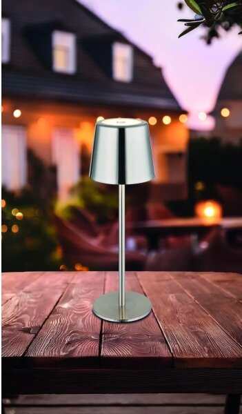 Globo 58482N-LED Димируема сензорна презареждаема настолна лампа VANCOUVER 2W/3,7V 2200mAh лъскав хром