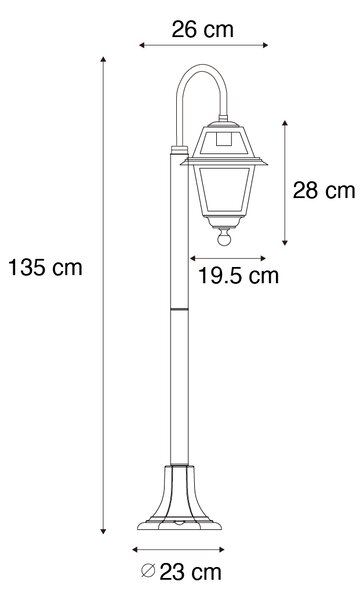 Класически външен фенер черен 135 см IP44 - Berta