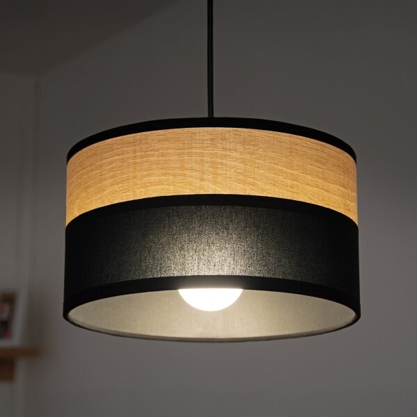 Висяща лампа на кабел ALBA 1xE27/15W/230V Ø25 см черна/кафява