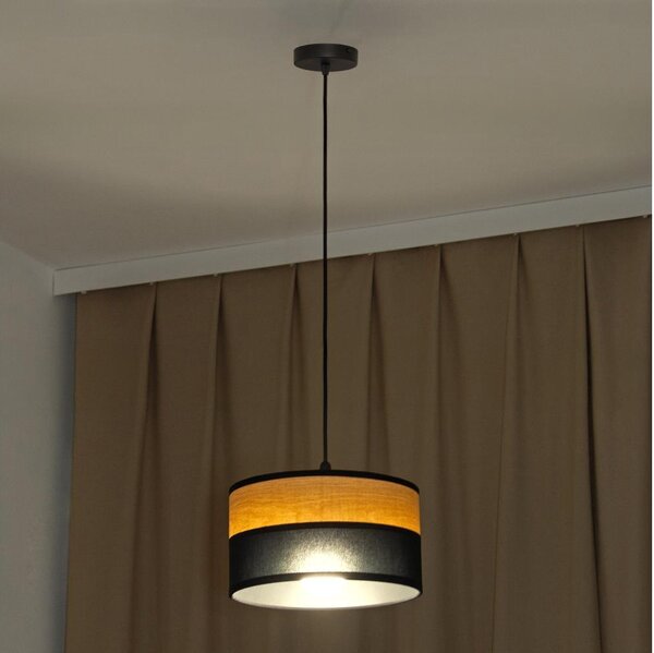 Висяща лампа на кабел ALBA 1xE27/15W/230V Ø25 см черна/кафява