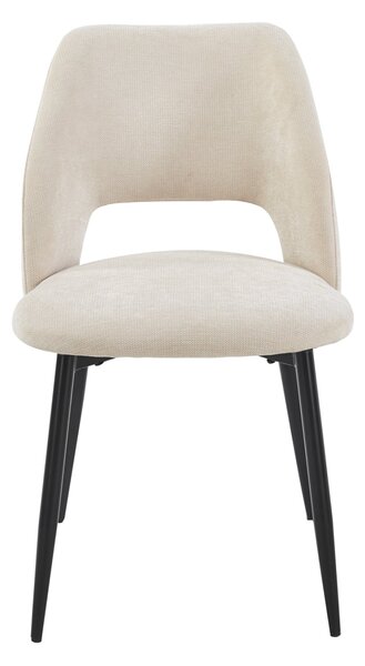 Трапезен стол LAMETT – бежов, плат-метал, черни крака, 51x58x82см