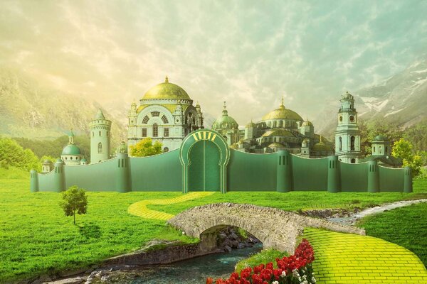 Флизелинов фототапет изумруден град 375 x 250 см