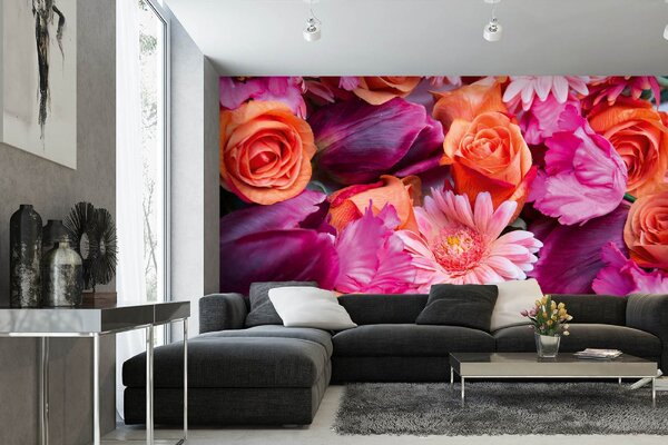 Самозалепваща се флизелинова фототапета красиви цветя 375 x 250 см