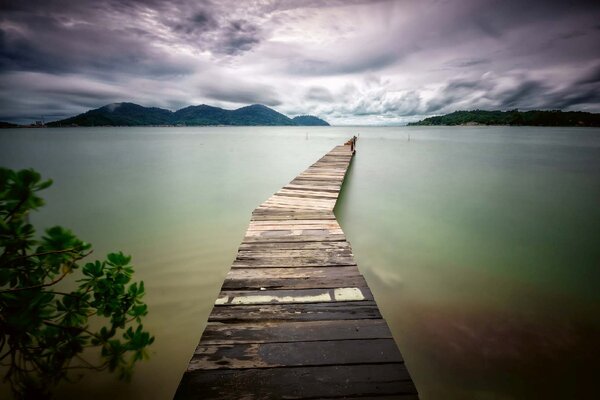 Флизелинов фототапет дървен кей 375 x 250 см