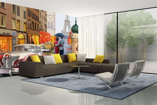 Самозалепваща се флизелинова фототапета винтидж плакат париж 375 x 250 см