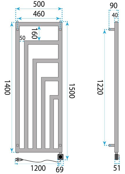 Електрически радиатор Rea Modus 140x50 см Сив