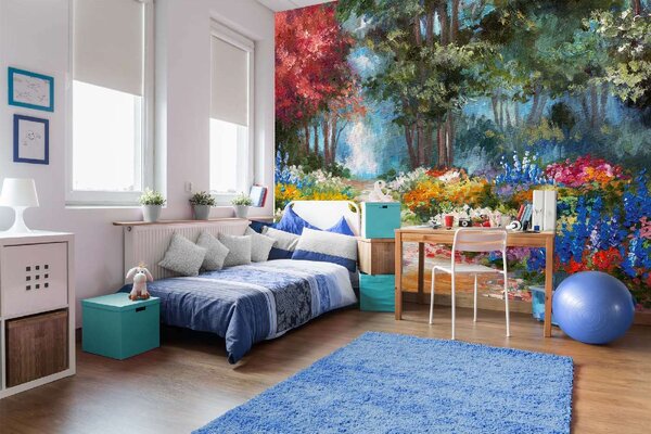 Самозалепваща се флизелинова фототапета картина - цветна гора 375 x 250 см