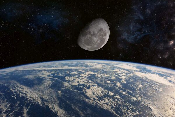 Флизелинов фототапет земя и луна 375 x 250 см