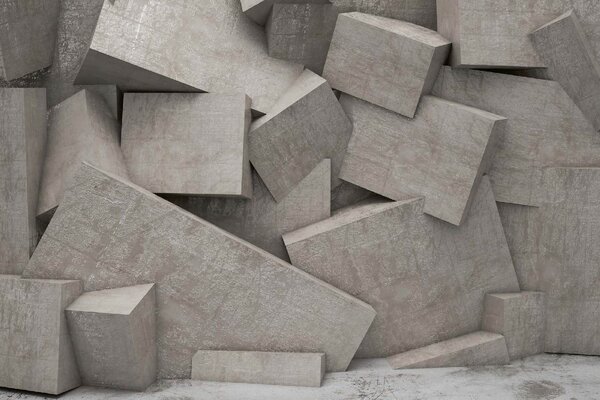 Флизелинов фототапет бетонна 3d стена 375 x 250 см