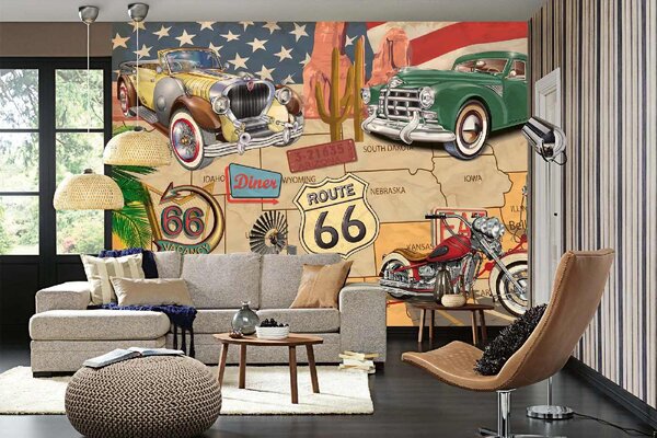 Самозалепваща се флизелинова фототапета плакат на route 66 375 x 250 см