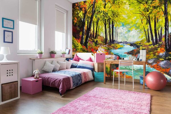Самозалепваща се флизелинова фототапета картина - река в гората 375 x 250 см