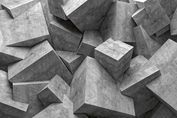 Флизелинов фототапет бетонни 3d кубчета 375 x 250 см