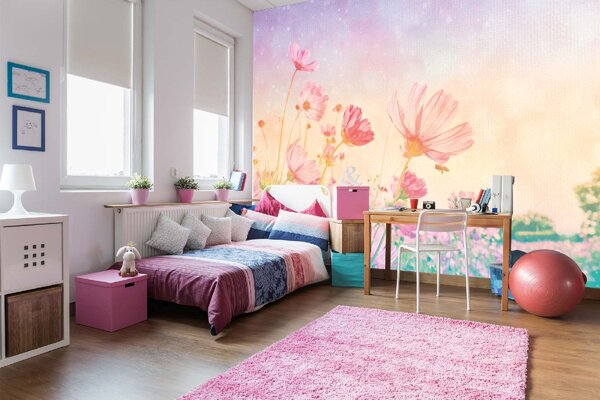 Самозалепваща се флизелинова фототапета винтидж пастелни цветя 375 x 250 см