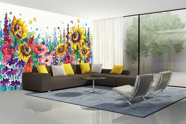 Самозалепваща се флизелинова фототапета картина - летни цветя 375 x 250 см