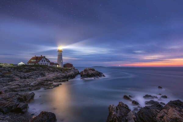 Флизелинов фототапет звезди над фара 375 x 250 см