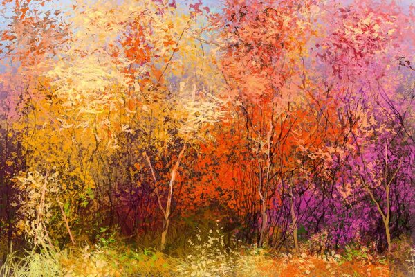 Флизелинов фототапет картина - есенни дървета 375 x 250 см