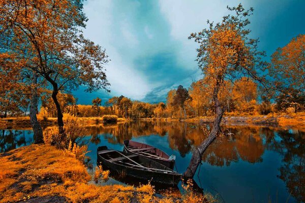 Флизелинов фототапет река през есента 375 x 250 см