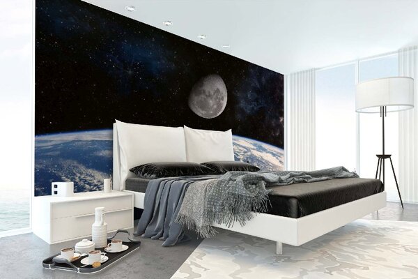 Самозалепваща се флизелинова фототапета земя и луна 375 x 250 см