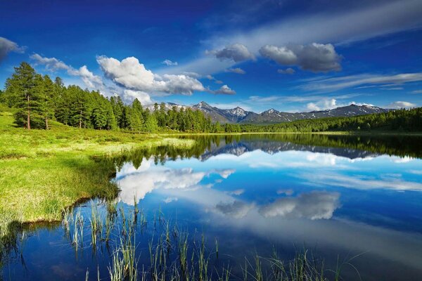 Флизелинов фототапет езеро в алтайските планини 375 x 250 см