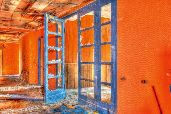 Флизелинов фототапет оранжев коридор 375 x 250 см