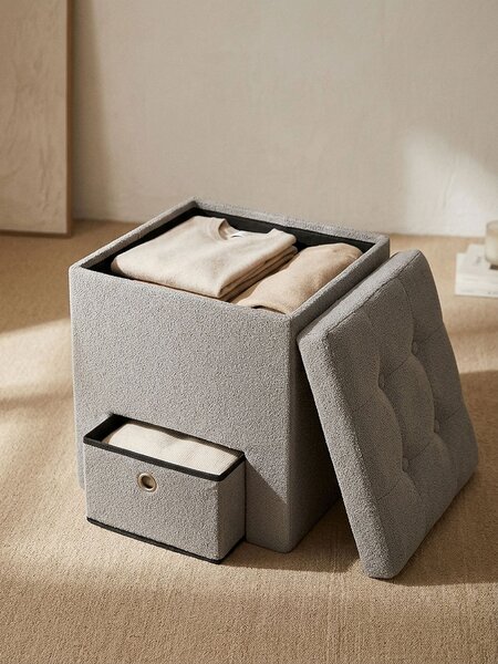 Sinsay - Пуф с функция за съхранение и чекмедже - Светло сиво