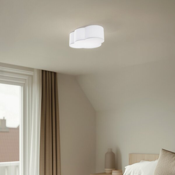 TK Lighting Таванно осветление Cloud, текстил, 41 x 31 cm, бяло, Затъмняване, Бял, Дневна/трапезария, Плат / текстил, Млад живот