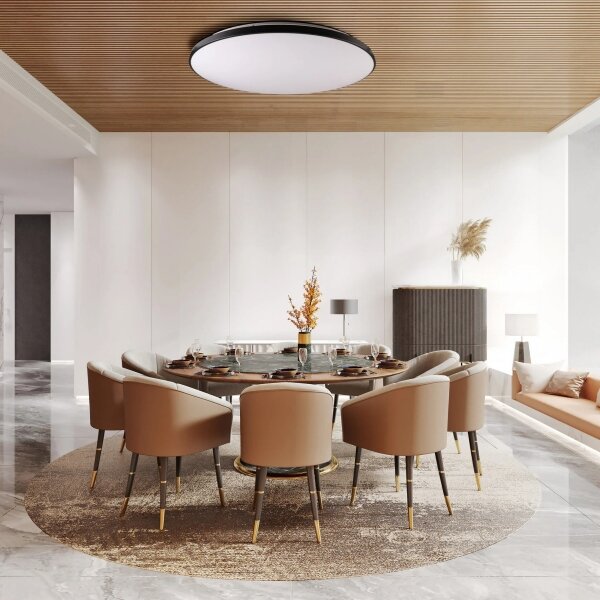 LED димируема таванна лампа KERN LED/100W/230V, Ø 100 см, черна + дистанционно управление