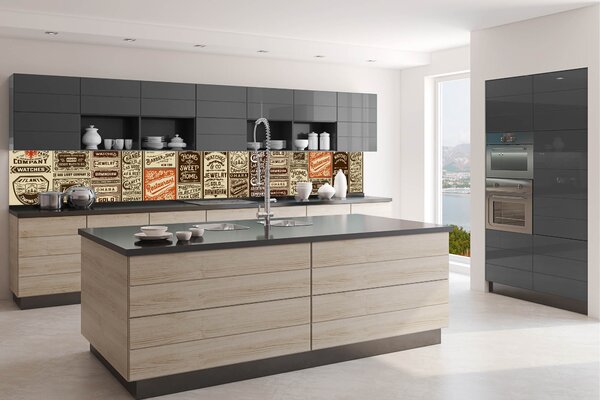 Фототапет за кухня - винтидж етикети 350 x 60 см