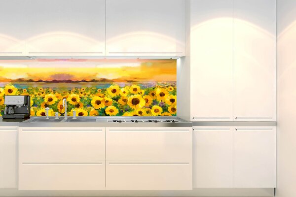 Фототапет за кухня - картина със слънчогледи 180 x 60 см