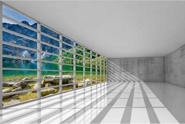 Флизелинов фототапет интериор с гледка 375 x 250 см