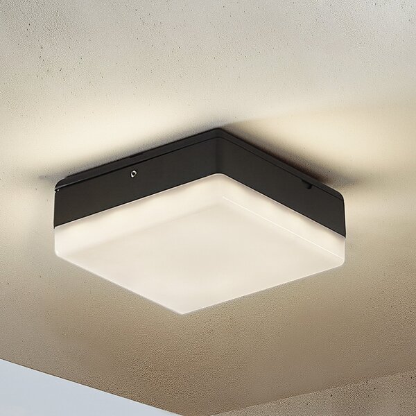 Lucande LED лампа за таван Thilo, 16cm, антрацит, сензор, IP54, Черен, Пластмаса, Модерен