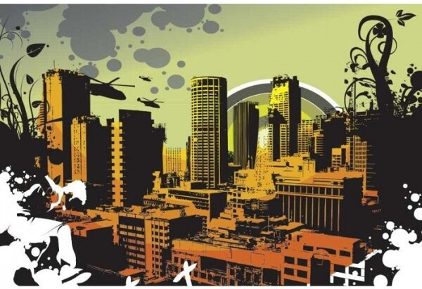 Флизелинов фототапет рисуване на град 375 x 250 см