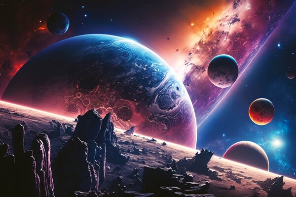 Флизелинов фототапет планети и космос 375 x 250 см