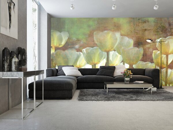 Флизелинов фототапет абстрактни бели лалета 375 x 250 см