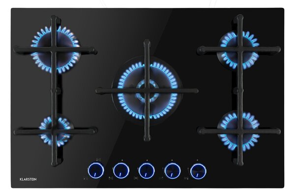 Klarstein Illuminosa 5 газов котлон с 5 горелки Sabaf, стъклокерамика