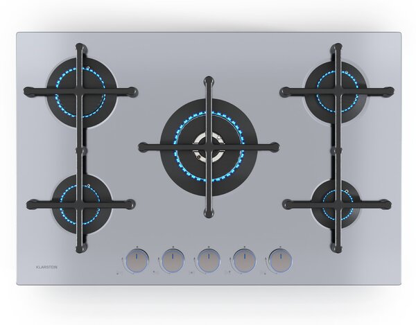 Klarstein Illuminosa 5 газов котлон с 5 горелки Sabaf, неръждаема стомана