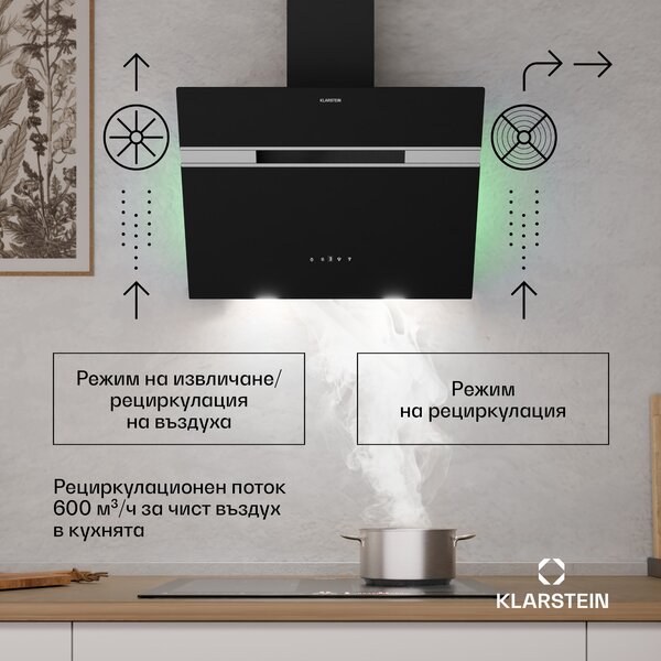 Klarstein Alina аспиратор | 60 см | Smart | 600 м³/ч | Тих | ЕЕК A