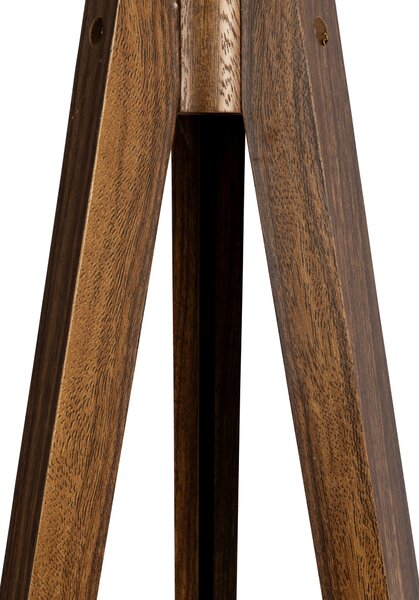 Модерна подова лампа от орехово дърво с бежов букле абажур 50 см - Tripod Classic