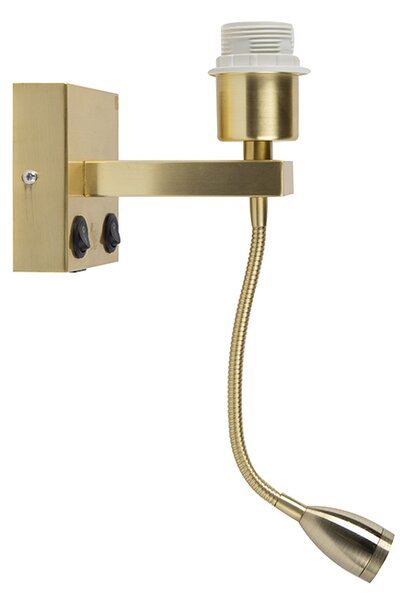 Арт Деко стенна лампа златиста с USB и гъвкава ръка - Brescia Combi