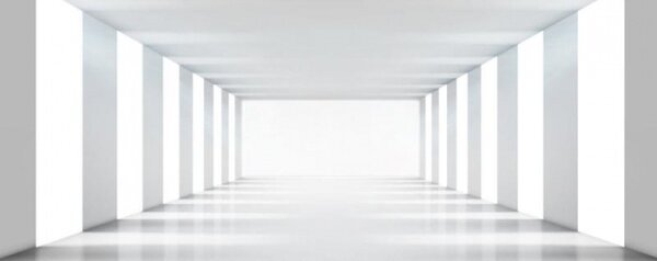 Панорамни флизелинов фототапет 3d бял коридор 375 x 150 см